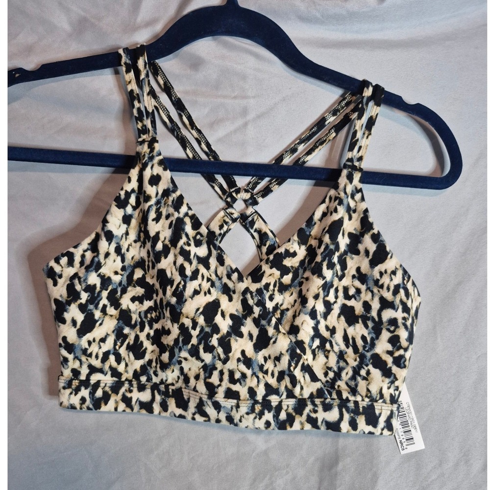 Core 10 Leopard Print Light Support Sports Bra Crisscross Back Activewear